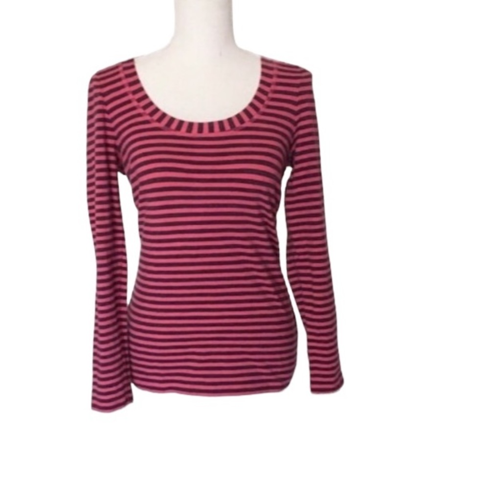 Boden Blue Pink Striped Long Sleeve Top Size 4